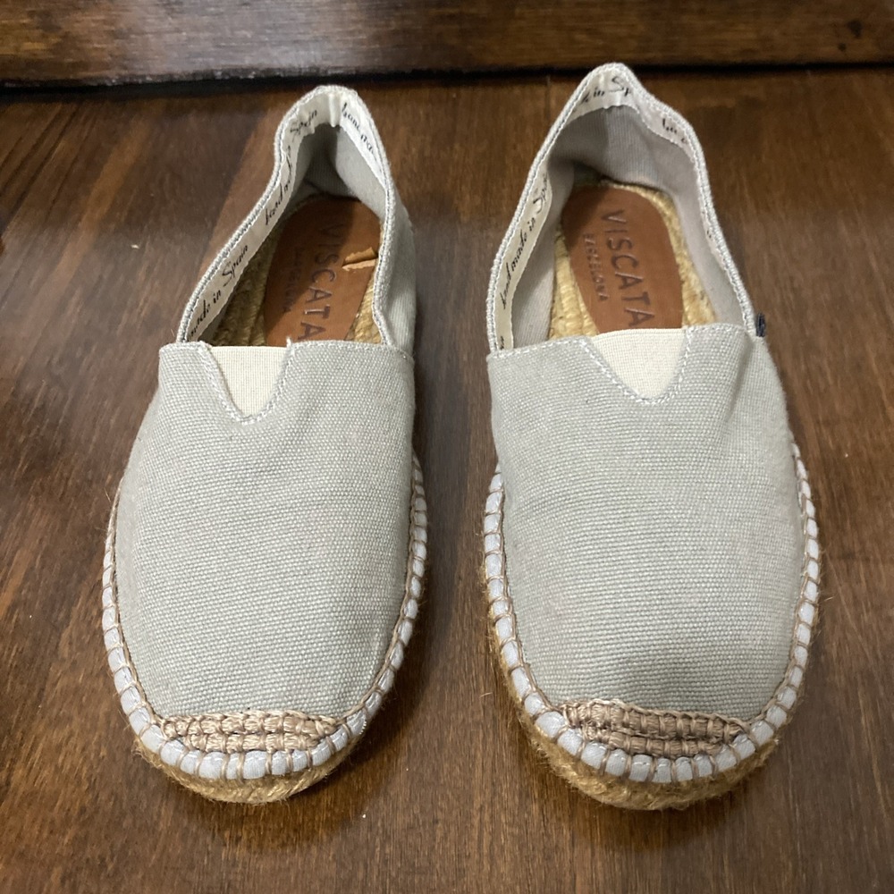 Viscata Barcelona Canvas Espadrilles Light Sage Women US 6.5 EU 37 Slip On Flats